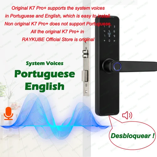 Imagen 2 del producto Cerradura de puerta biométrica con huella dactilar RAYKUBE K7 Pro + cerradura inteligente aplicación remota Tuya desbloqueo cerradura electrónica sin llave