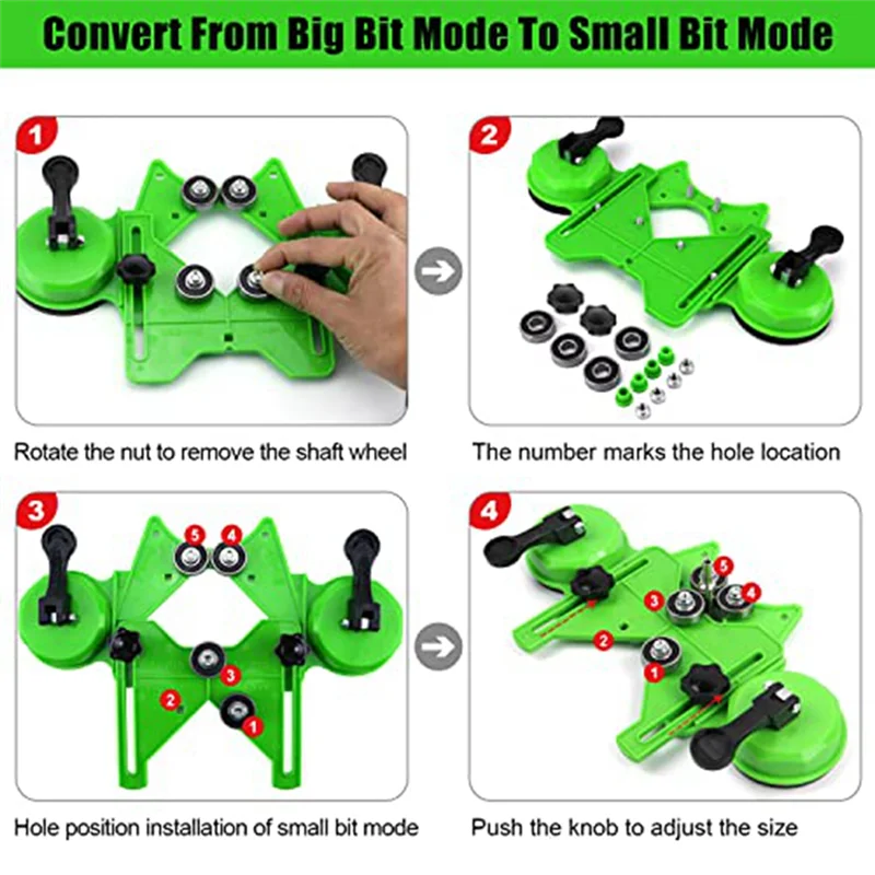 

AD23-17 PCS Drill Bits Sets Hollow Drill Set With Double Suction Cups Guide Jig Fixture From 4Mm-83Mm