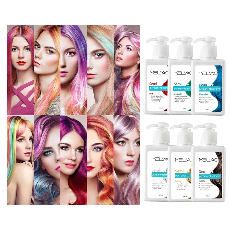 MELAO 3-in-1 Color Depositing Conditioner & Shampoo - Natural Plant-Based Hair Dye for Gray & Red Tones, Nourishing & Color-Enha