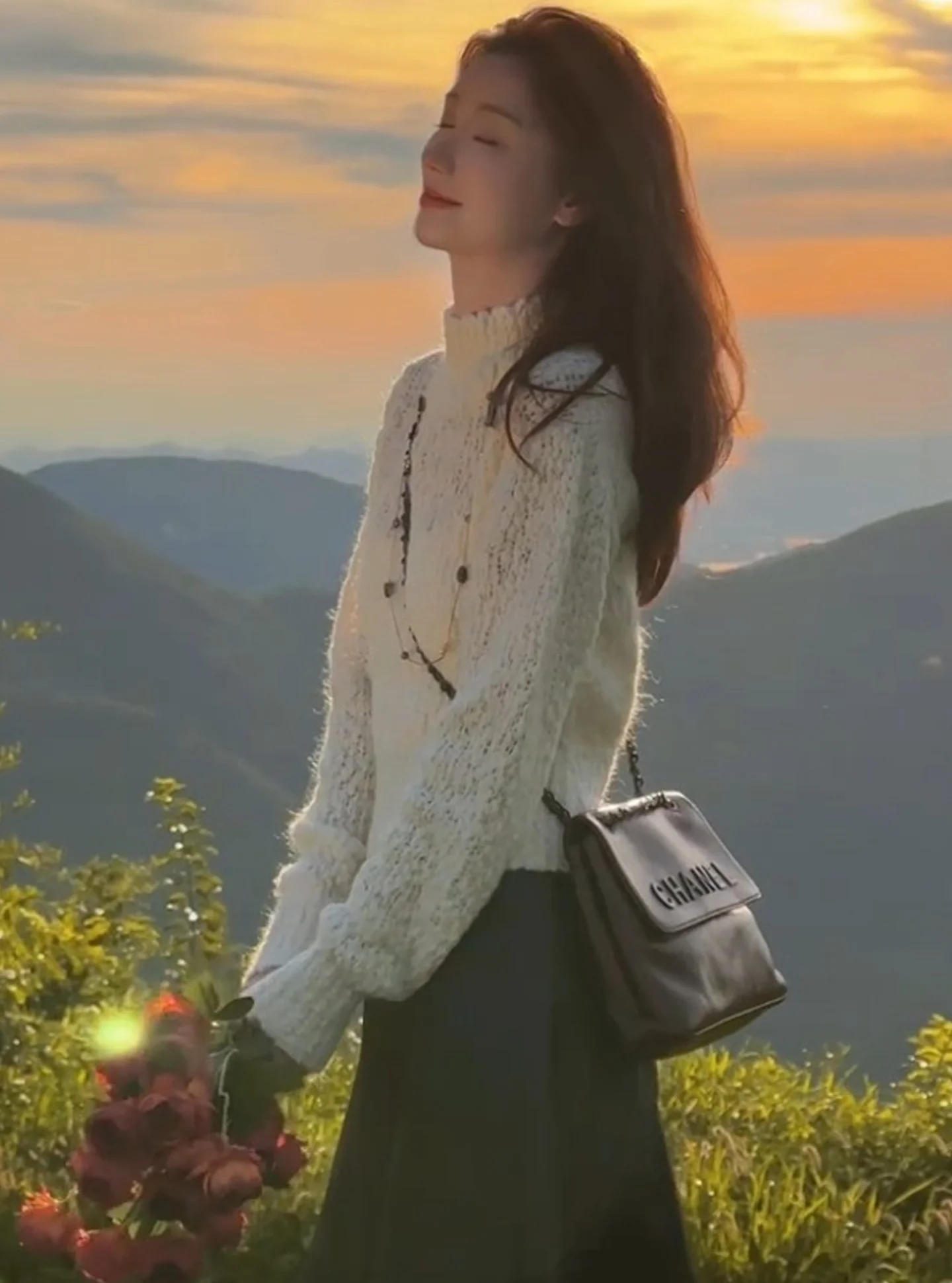 Winter Chic White Sweater And  Skirt Set Women's Faion Two-Piece Ensemble Korean Sle High-End Feelings Commute Sle