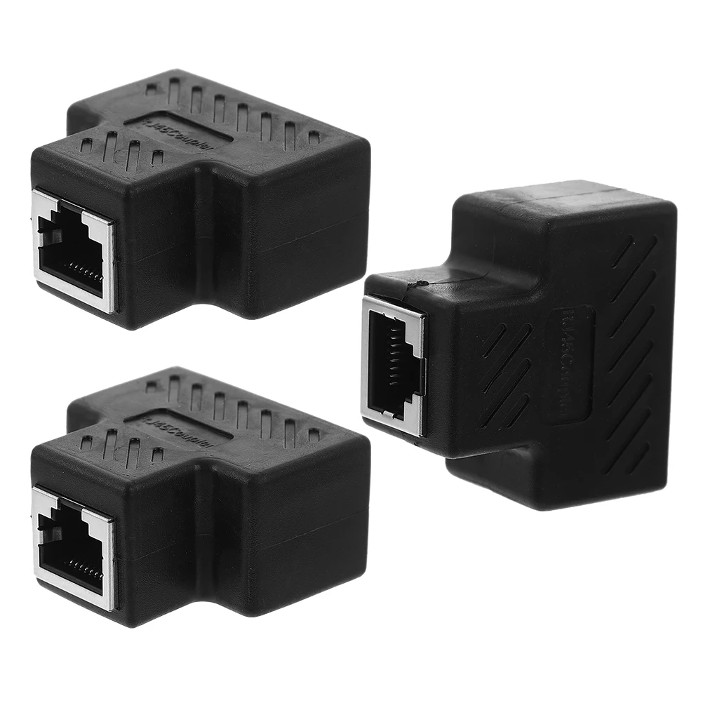 

3pcs Network Splitter Ethernet Cable Adapter Highspeed Transmission Durable Connector Lan Splitter Port Extender