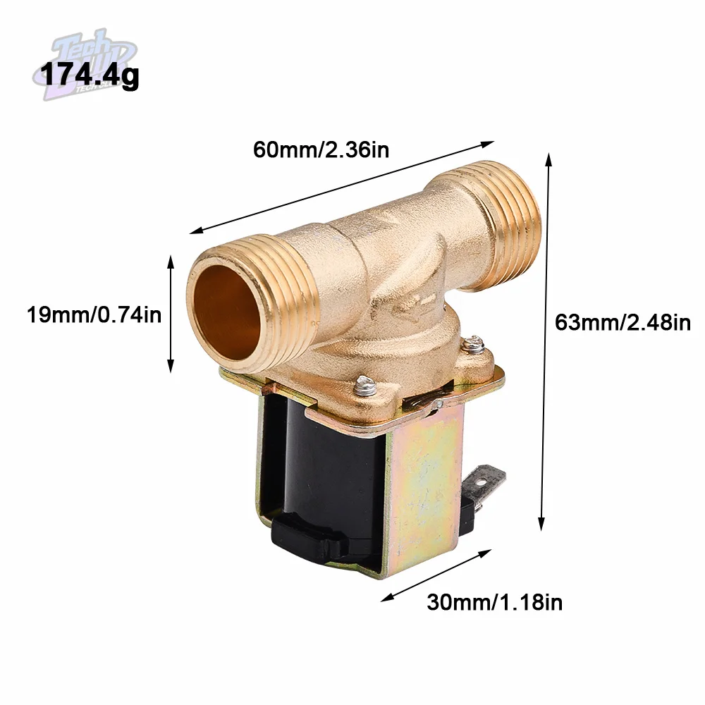 G1/2'' Brass Electric Solenoid Valve N/C 12V 24V 220V  Water Air Inlet Flow Switch for Solar Water Heater Valve Pipe Accessories