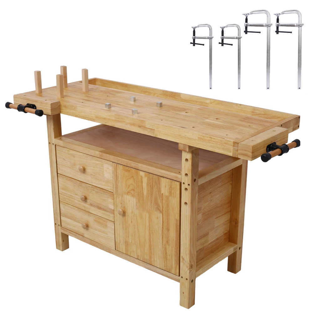 

Wood Workbench for Garage Workshop & Home with Bar Clamps Set (2×12"×3"+2×16"×4-3/4",4pcs)