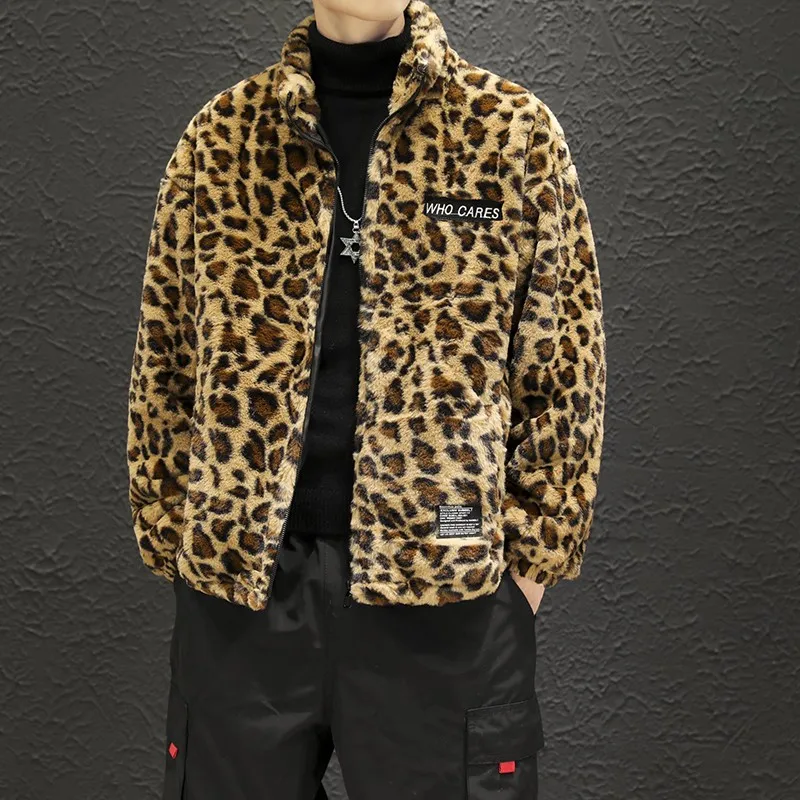 Jaket musim dingin pria Leopard, jaket Parka 2024, mantel penahan angin Retro Jepang, pakaian musim dingin pria ukuran besar 5XL