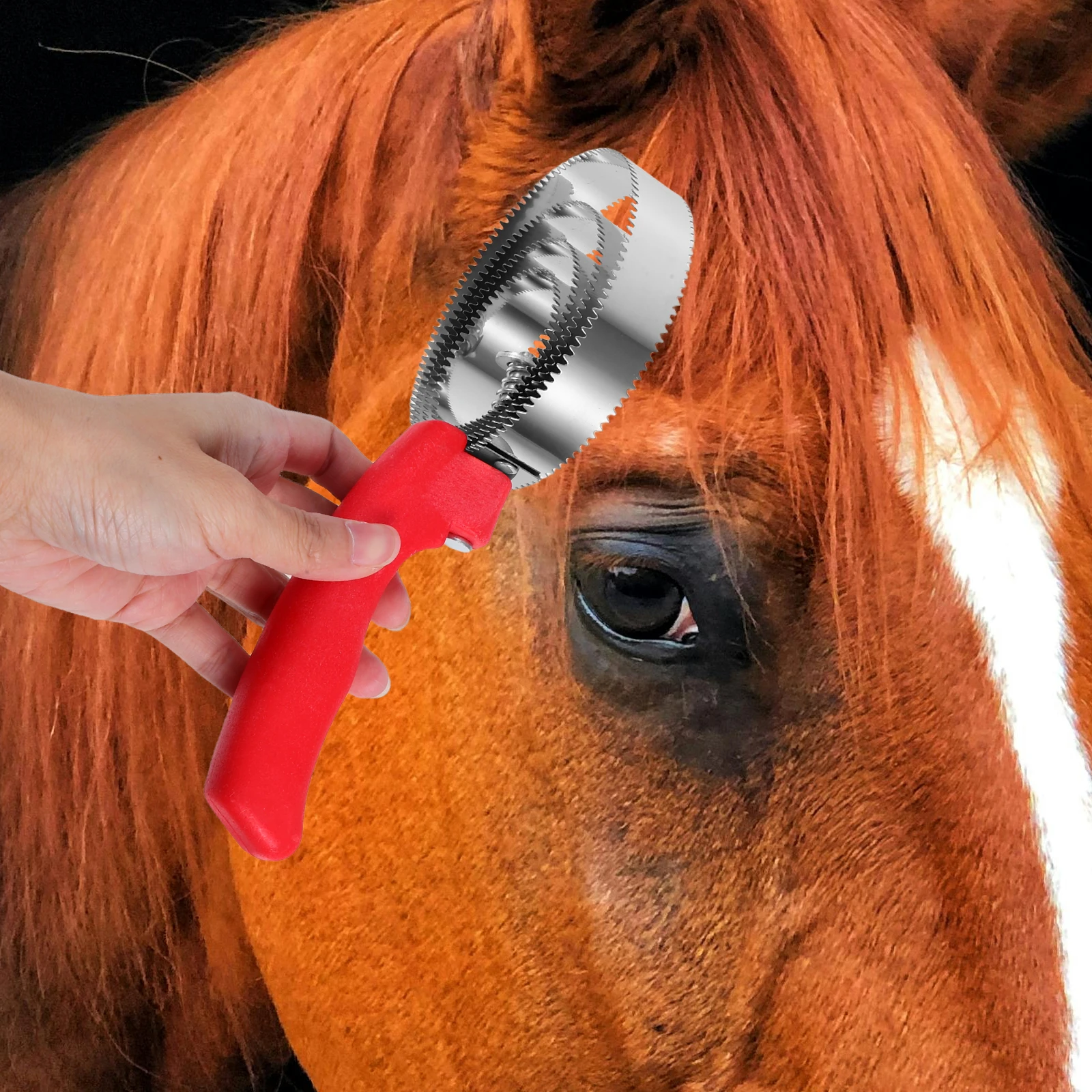 

2pcs Stainless Steel Reversible Curry Comb Ergonomic Handle Horse Grooming Brush For Cow Dog Sheep Double Sided Mud Hair Removal