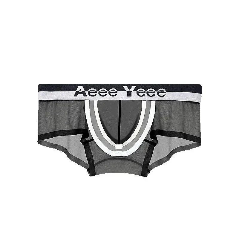 

Open top U-shaped convex large bag with crotch opening for men's underwear Boxers transparent ice silk ultra-thin A847
