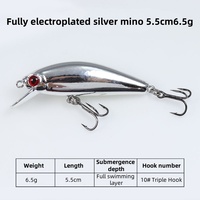 1pcs 5.5cm/6.5g Mini Laser Hard Minnow Sinking Bait Wobbler Jerkbait Crank Fishing Lures Hook Bass Pesca Fresh Saltwater Tackle