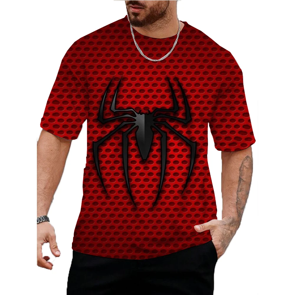 2024 Men\'s Marvel Spider Man print Graphic T-shirts For Men Oversized Short Sleeve Punk Tops Tee Shirt Men Death Clothing Boys ﻿