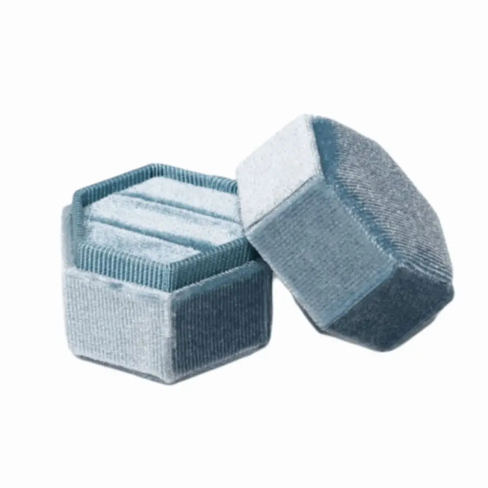 Durable Velvet Hexagon Vintage Ring Box High-End Elegant Ring Storage Box Soft Mini Ring Packaging Box Gift
