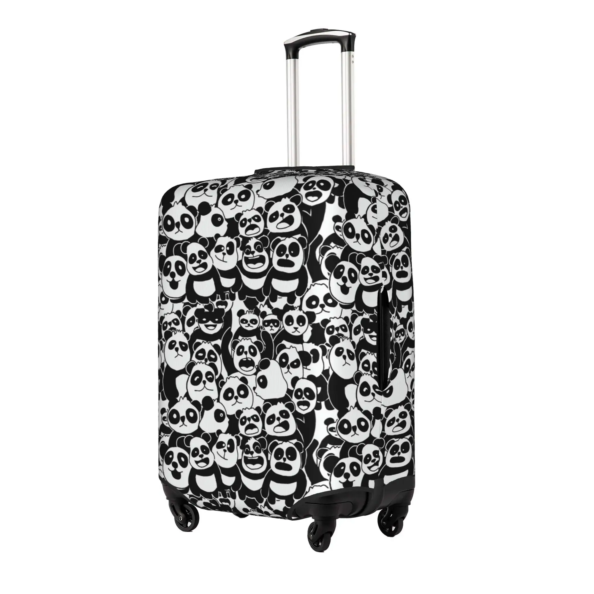 Custom Cute Pandas Pattern Bamboo Luggage Cover Elastic Nature Animal Travel Suitcase Protective Covers Fits 18-32 Inch