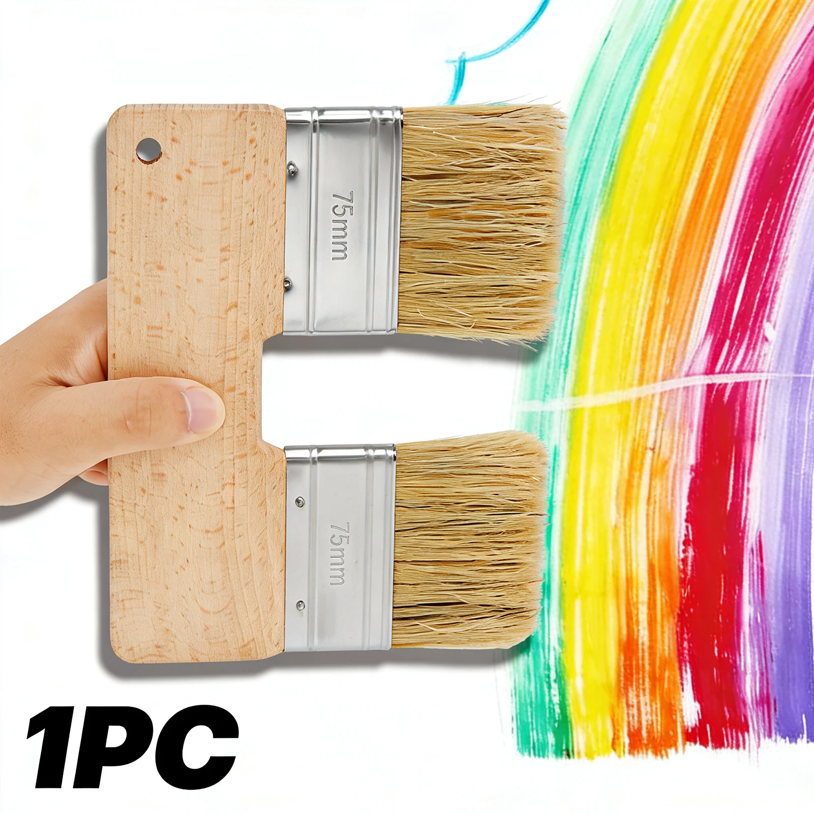 

Кисть для покраски стен U-образной формы, двухцветная, с двойной головкой, для домашнего ремонта, с деревянной ручкой, для масляной живописи