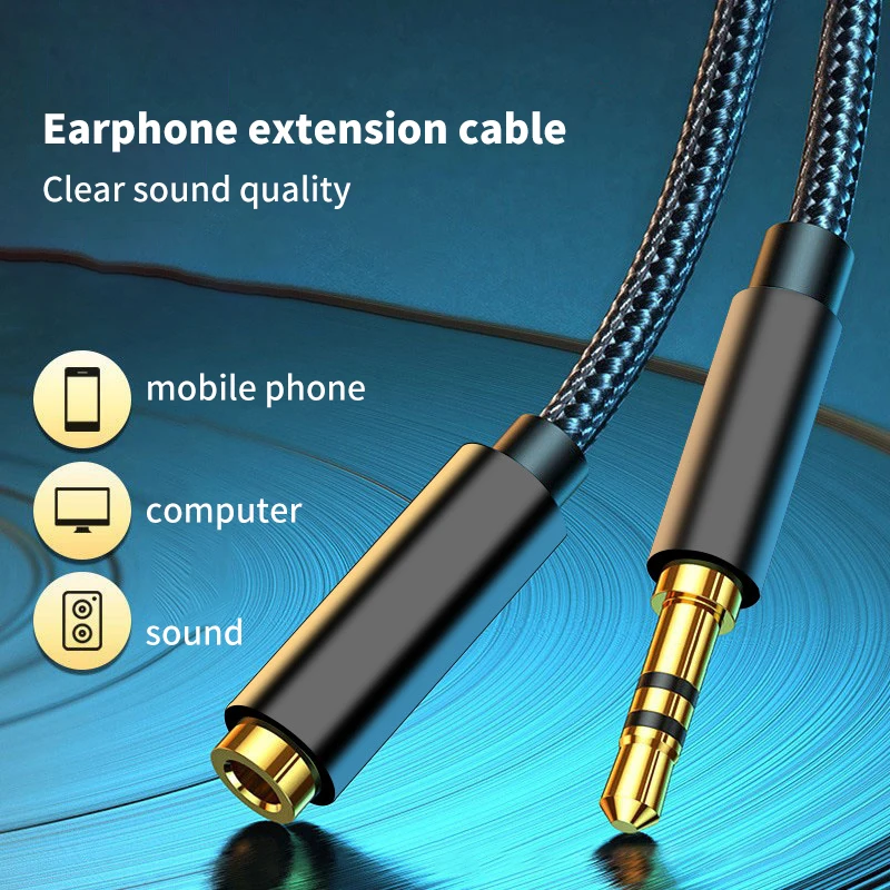 10m Long 3.5mm Gold-plated Thickened Headphone Cable Audio Extended Adapter Cable Aux Computer Audio Cable Durable