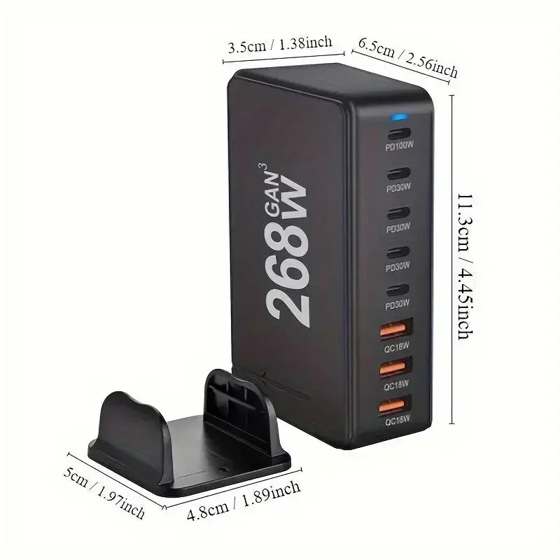 268W/240W GAN Gallium Nitride USB TypeC Multi-port Desktop Travel Charger With Power Adapter PD Charger Office Home Charger image 2