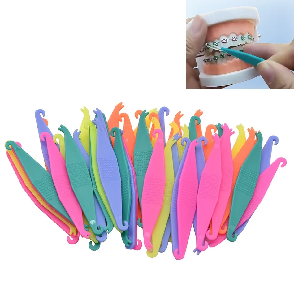 50pcs Dental Orthodontic Elastic Rubber Band Placers Dentistry Accessory Instrument Tools Assorted Colors