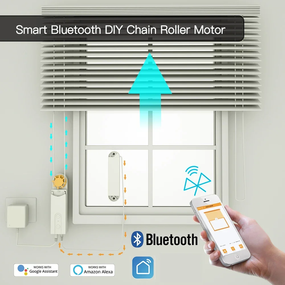 MOES Bluetooth DIY Motorized Chain Roller Blinds Drive Motor,Smart Automation Devices,Build-in Bluetooth and APP Remote Control