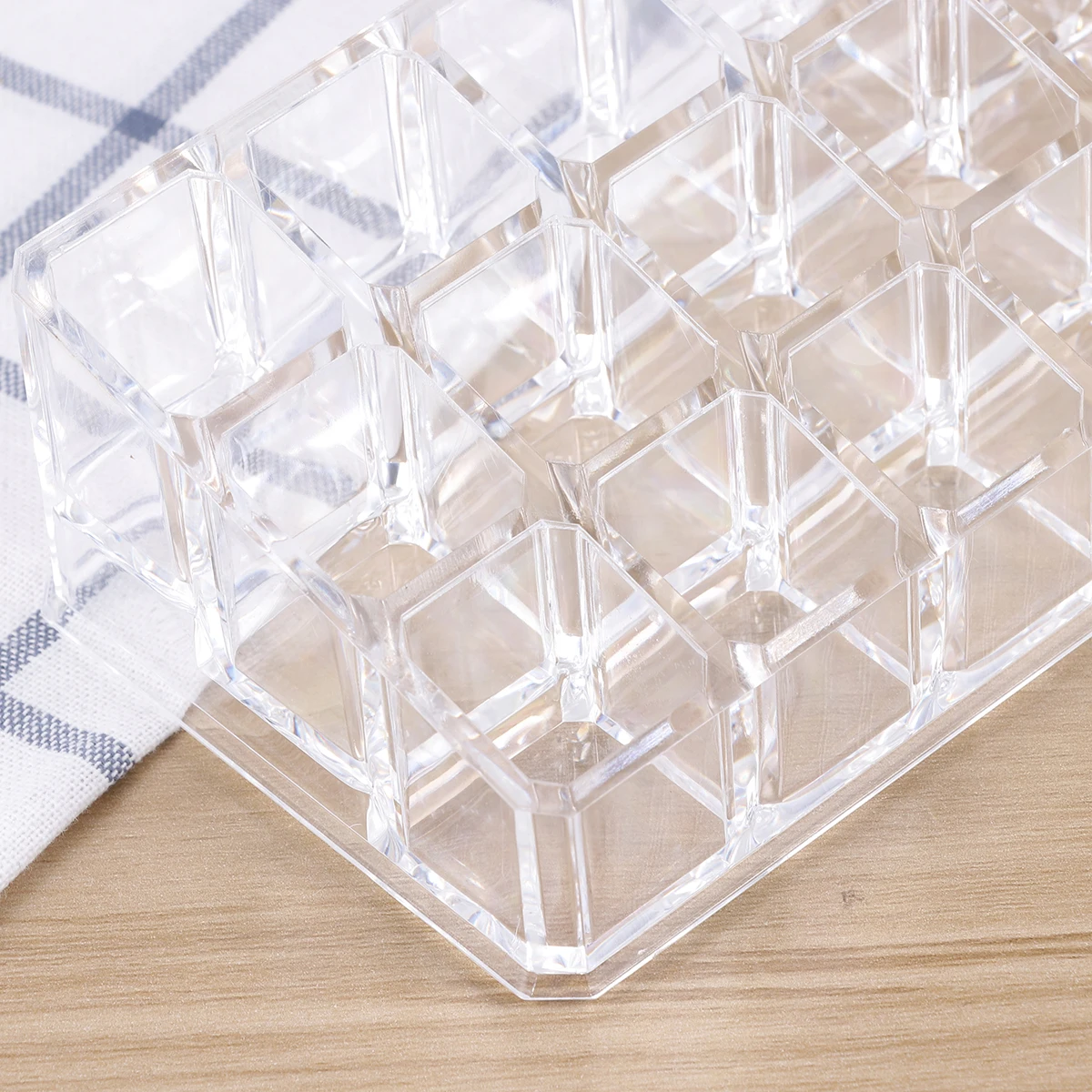 18 فتحة من الأكريليك الشفاف منظم أحمر الشفاه شبه منحرف عرض تخزين حامل رفوف حامل عرض أحمر الشفاه #1