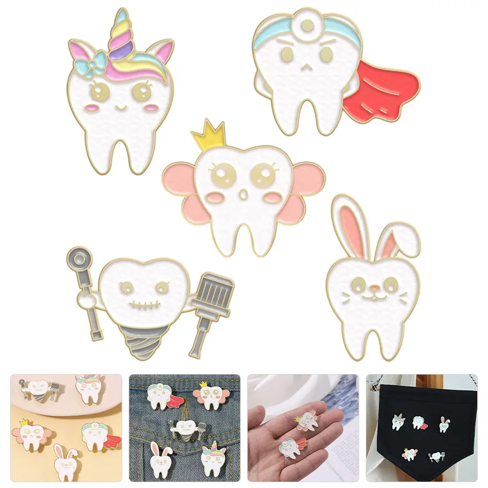 

10 Pcs Teeth Badge Pin Brooch Tooth Shaped Jewelry Cute Accessories Pins Lapel Miss