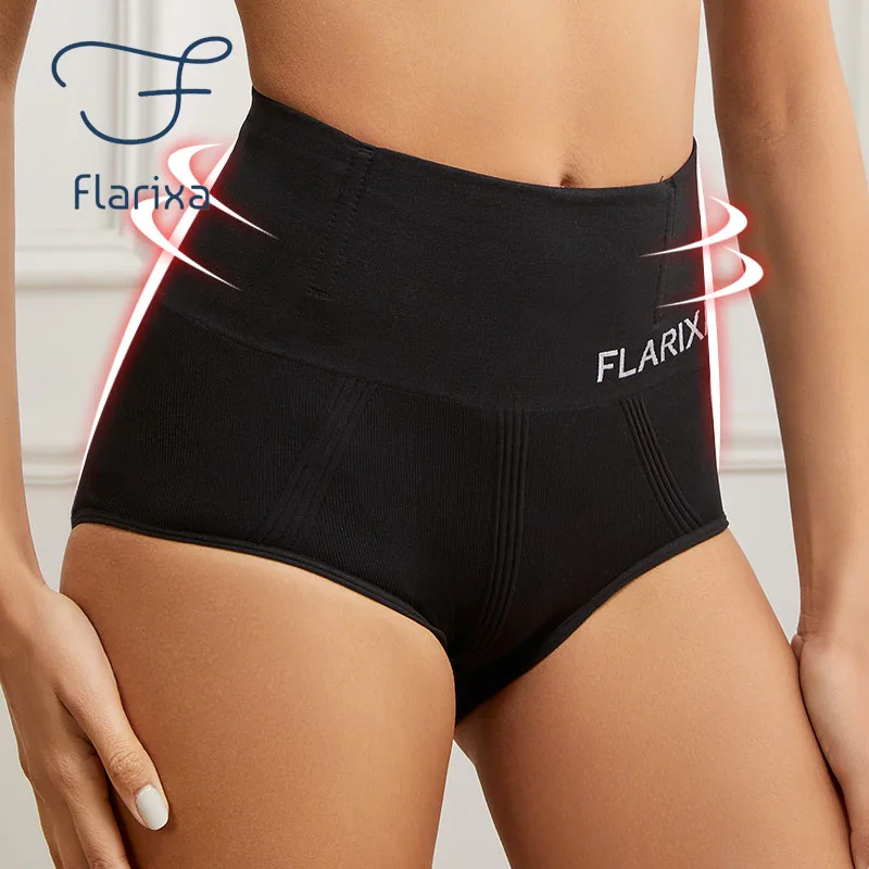 Flarixa High Waist Shaping Panties for Women Tummy Control Panty Postpartum Belly Slimming Underwear Seamless Briefs Body Shaper