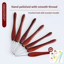 Jinlan Blood Sandalwood Crochet Wooden Handle Knitting Micro Hook 0.1.0.2.0.5.0.6,0.9,1,1.1,.1.2.1.3.1.4.1.6.1.7.2.2.3.3.5mm