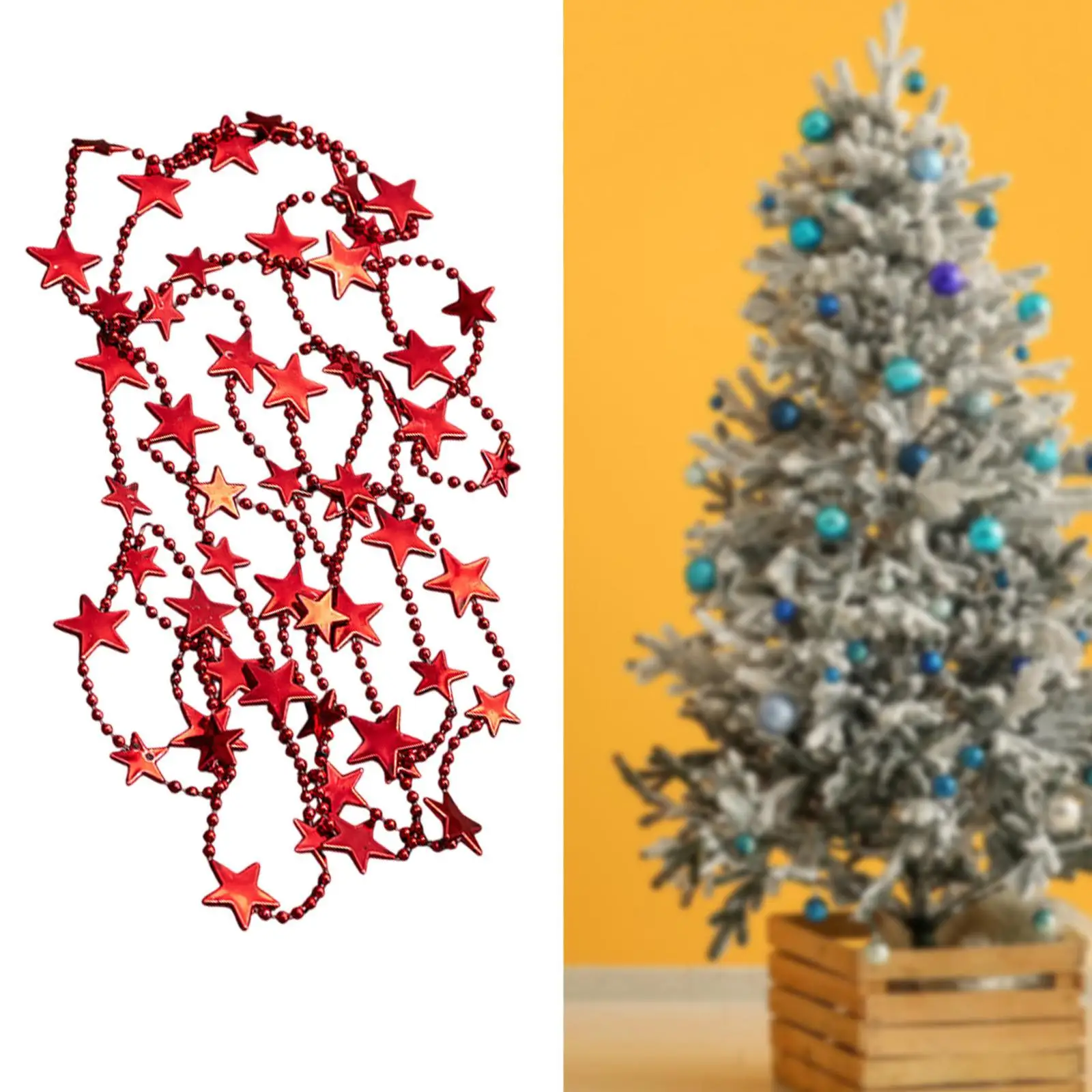 Christmas Tree Beads Garland Five Pointed Star Xmas Decor for Indoor Outdoor