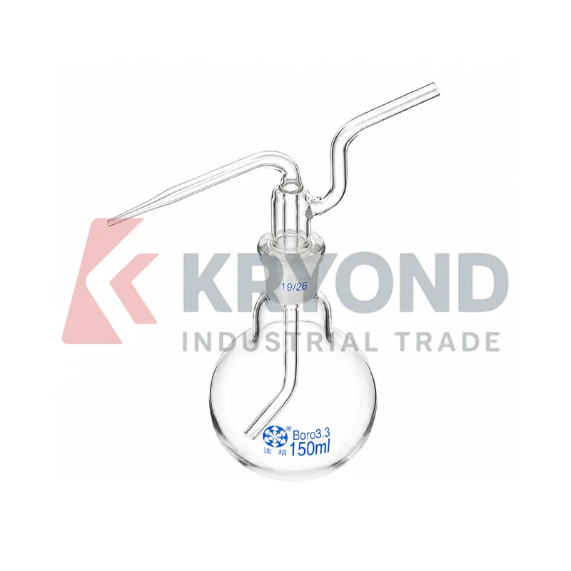 150mL Flat Bottom Glass Gas Washing Bottle 19/26 Ground Joint Laboratory Scrubber Container Accessory Research Series Model Set