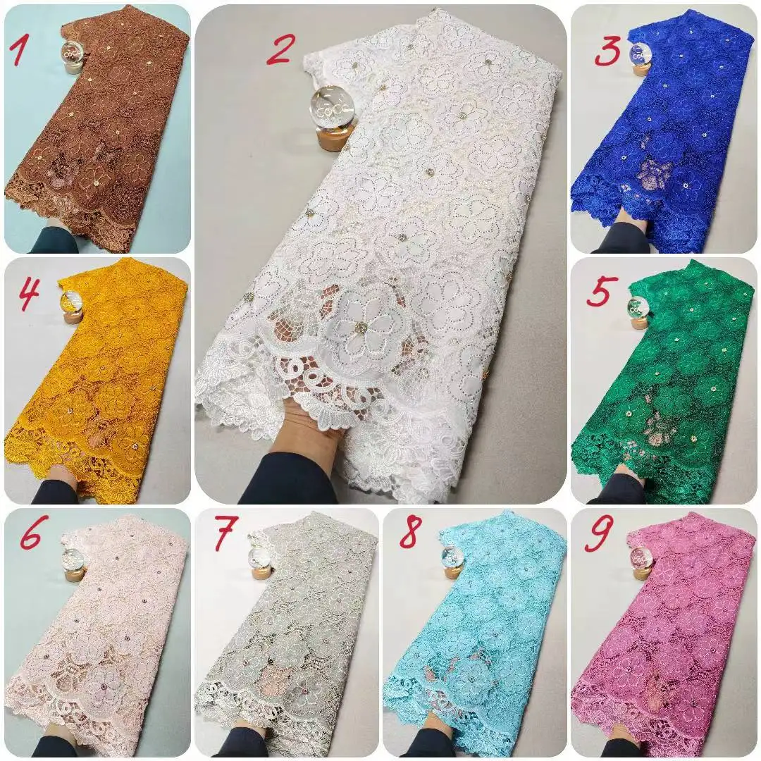 

2025 Nigerian Sequins Tulle Lace Fabric High-Quality Embroidery African Net Cloth for Prom Dresses Beads 5 Yards XL127