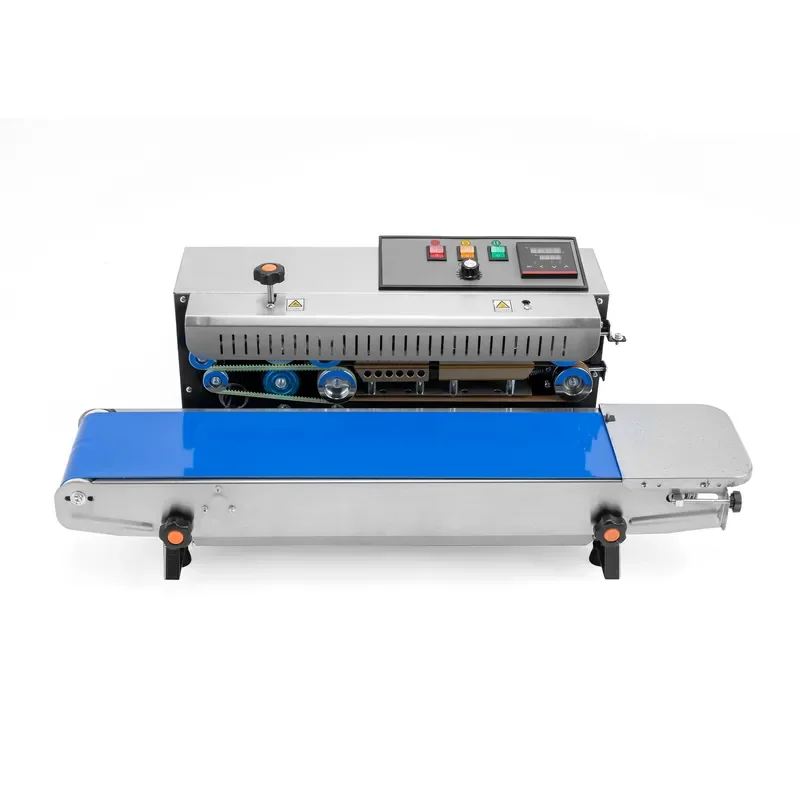 Yaomatec Continuous Band Sealer Machine for PE PP Bags Horizontal Heat Sealing Machine with Adjustable Speed for Food