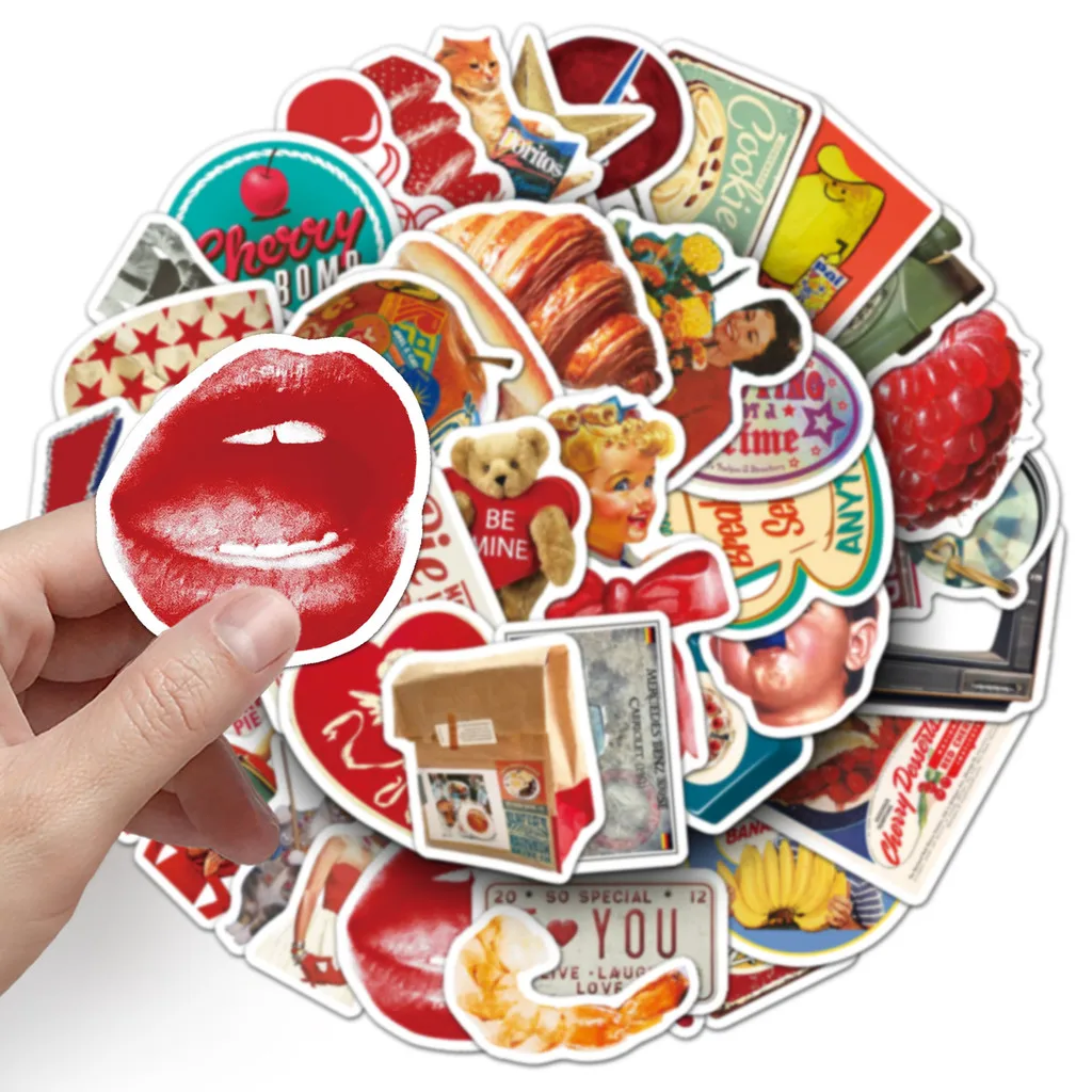 50Pcs American Vintage Stickers - Retro Creative DIY Decals for Motorcycle, Journal & Cup