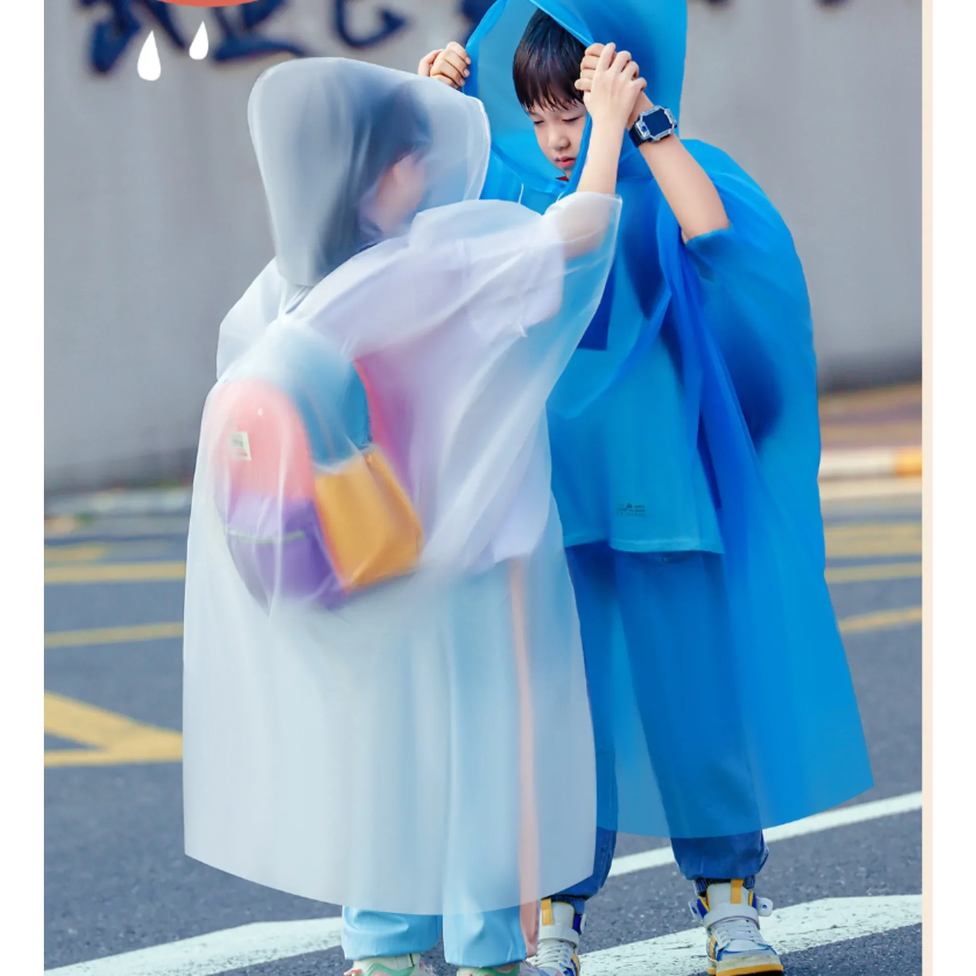 Children Boy Girl Rainwear Waterproof Hooded Rain Coat Outwear Poncho Raincoat Cover Up for Kids 100 to 160cm Height