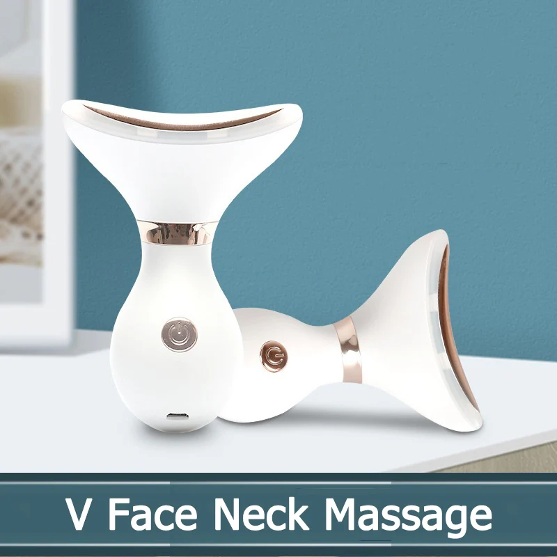 V Face Neck Lifting Massager Heating Facial Beauty Essence Importer RGB LED Photon Rejuvenation Reduce Double Chin Face Slimmer