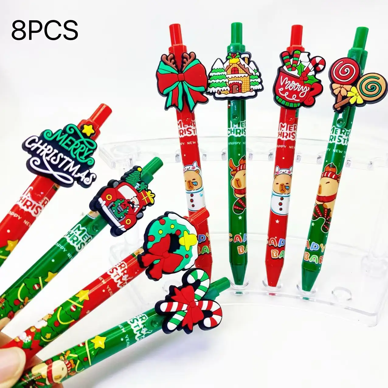 

8 шт., набор серии для рождественской вечеринки, студенческие шариковые ручки на тему морской свинки, маркеры, практичные рождественские подарки