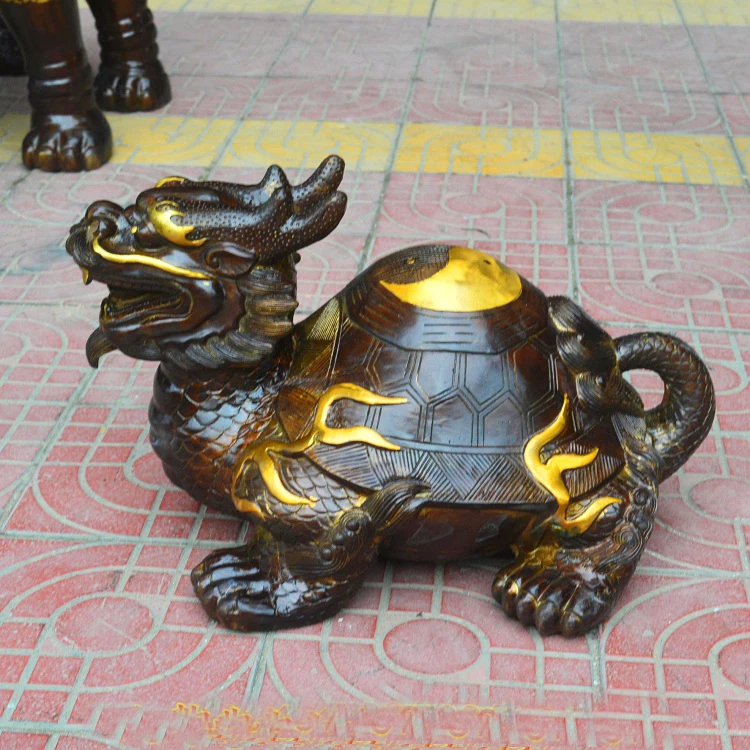 50CM large huge # home house courtyard Lobby Talisman Protection Exorcise evil spirits Dragon Turtle FENG SHUI Brass statue