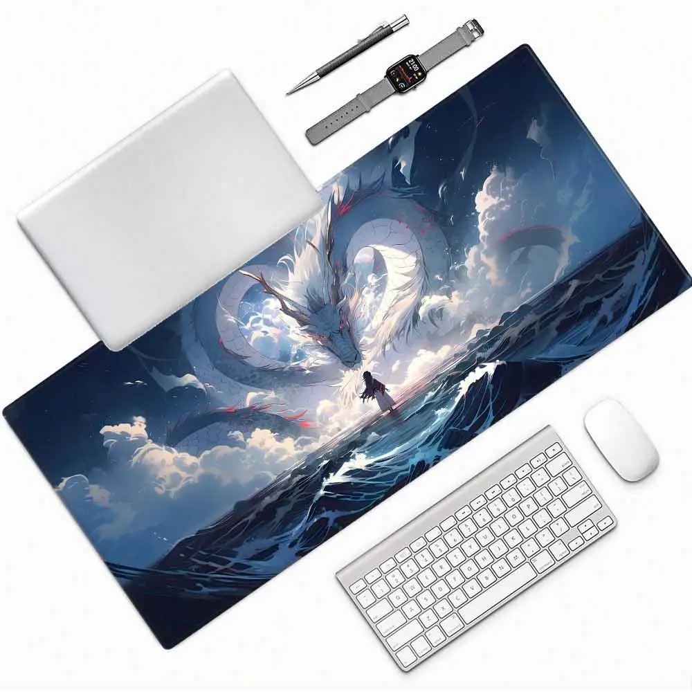 Tischset für Schreibtisch, Maus, Tastatur und Mauspad, minimalistische Schreibtischunterlage, Drachen-PC-Mausteppich, PC-Mauspad, großes Mauspad