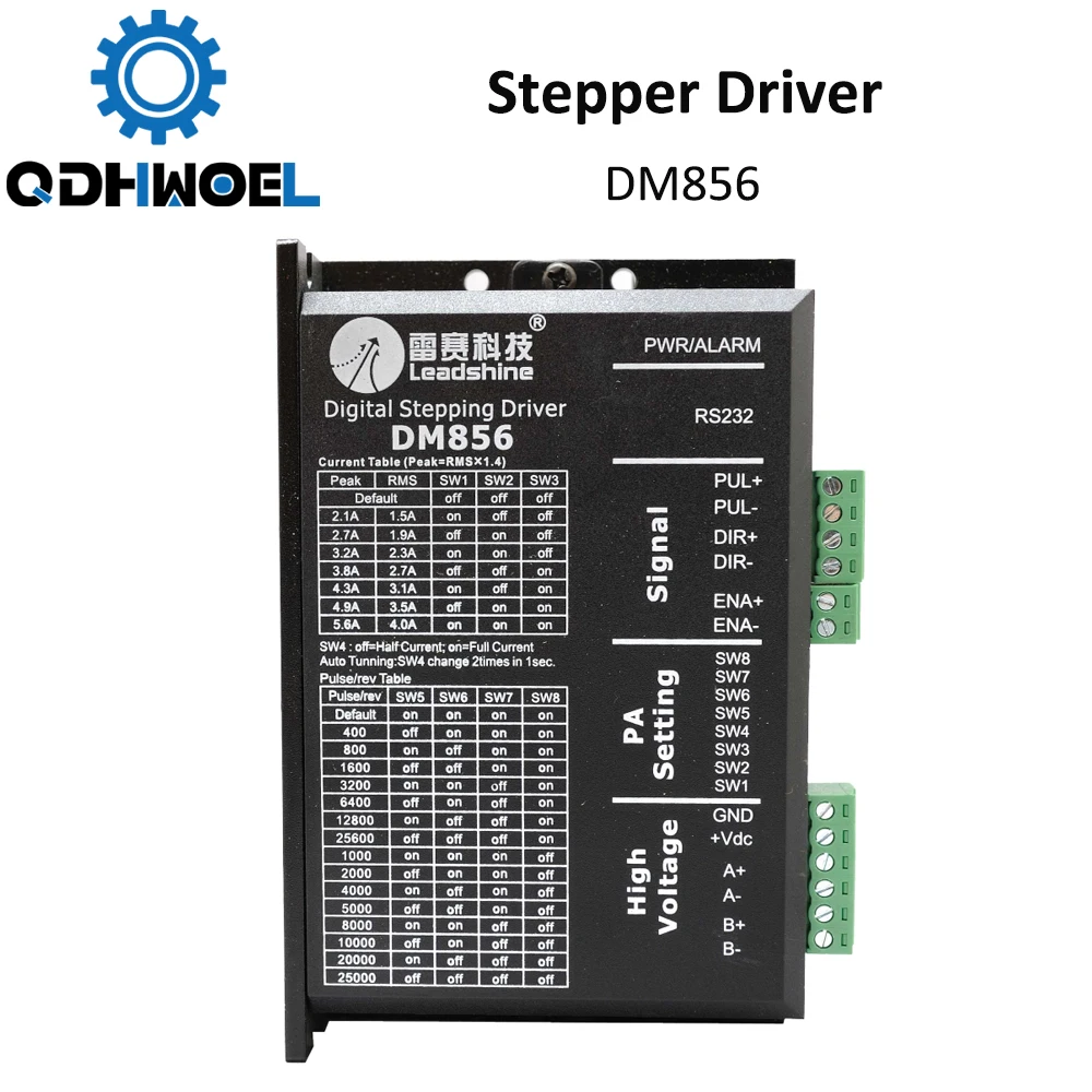 

QDHWOEL Leadshine 2 Phase Stepper Driver DM856 20-80VAC 0.5-5.6A