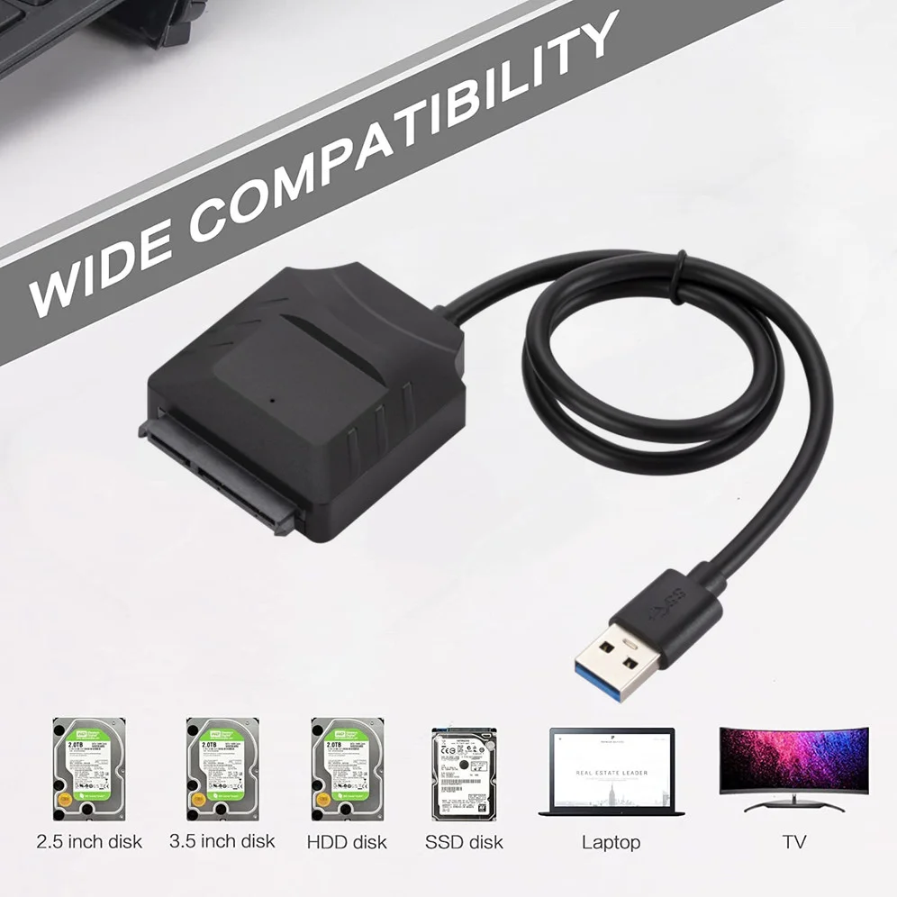 Кабель-Переходник USB 3,0 на Sata, кабель-переходник 7 + 15 Pin USB 3,0 для жестких дисков Samsung Seagate 2,5 3,5 HDD SSD-адаптер