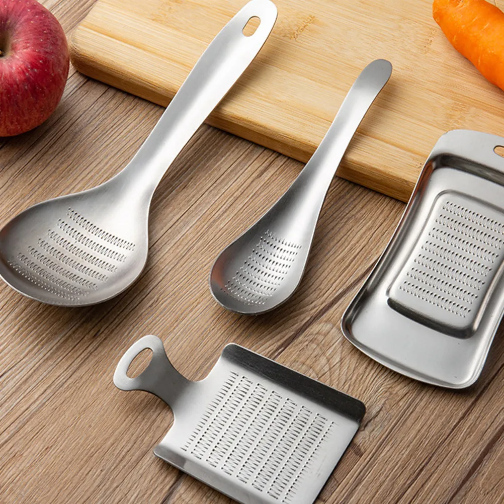 

2Pcs Stainless Steel Baby Food Grinder Spoon Multi-Function Kitchen Gadget for Garlic Ginger Mincing Home Baking Seasoning