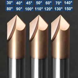YZH Chamfer Milling Cutter 30°40°45°50°60°70°80°90°100°110°120°130°150° HRC55 Countersink Chamfering V Groove For Steel