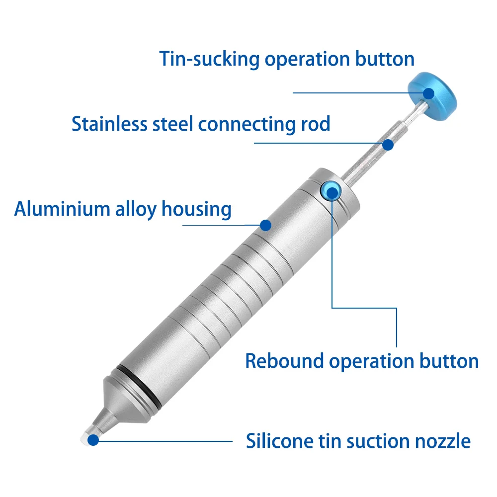 Ręczna próżniowa pompa ssąca do lutowania 350 ° Odporna na temperaturę przyssawka lutownicza 170 mm Aluminiowa, wydajna pompa rozlutowująca