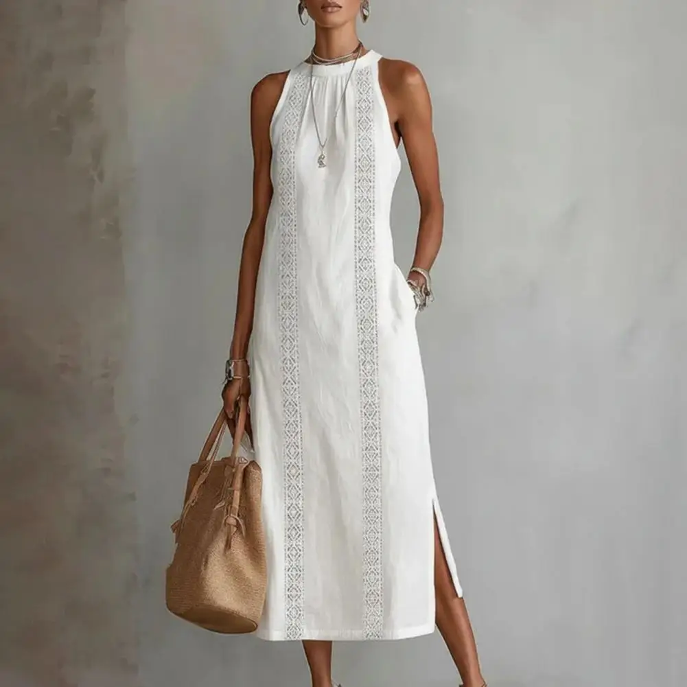 2026 Summer Dress for Women Sleeveless Crew Neck Tunic Tank Dress Casual Loose Boho Beach Side Split Sundress Summer Outfit
