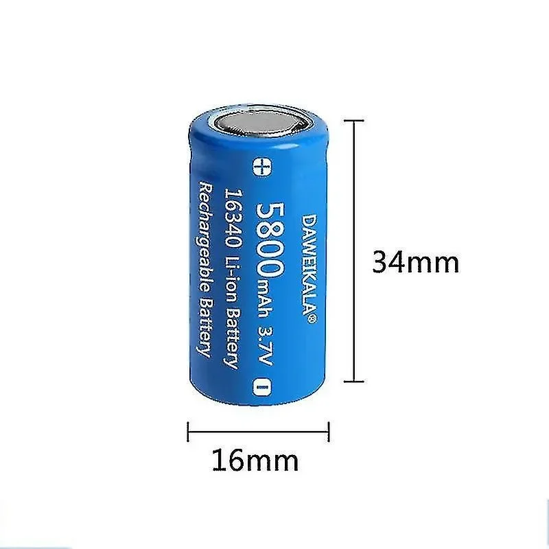 16340 Travel & Emergency CR123A 3.7V Rechargeable Battery - 5800mAh Li-ion with Wall Charger for LED Flashlights