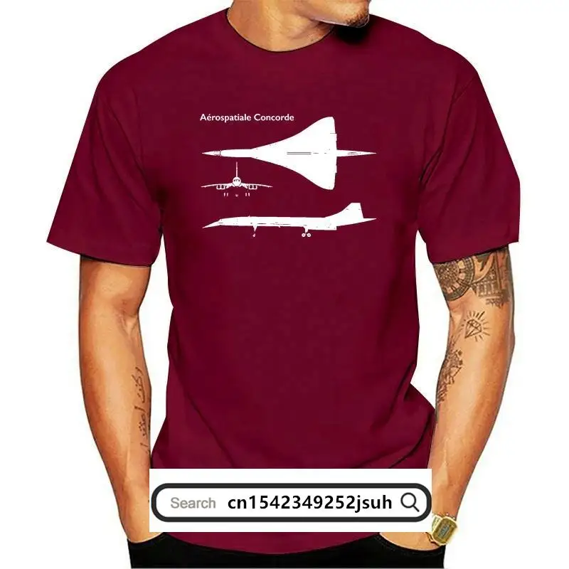 

New Men Fashion Cotton T Shirts Aerospatiale Concorde Supersonic Passenger Jet Summer Casual Short Sleeve Tops Black Size S-3XL