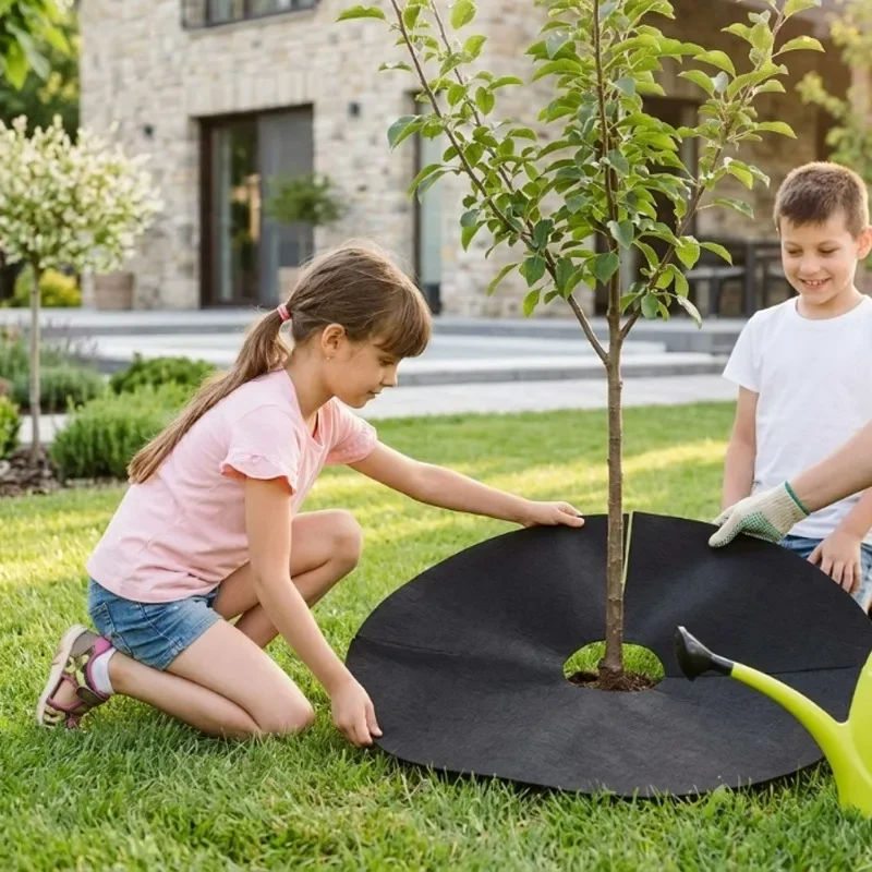 Non-Woven Tree Mulch Rings Weeding Barrier Protector Mats Reusable Root Protection Pads Covers Garden Supplies 15/25/32/42/52cm