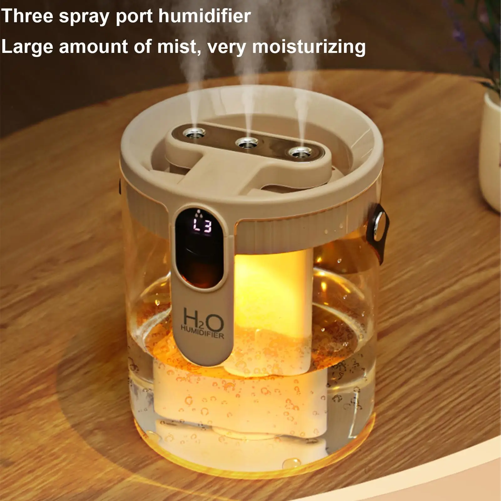 2,5 l leiser Luftbefeuchter, 5 Nebelstufen, 3 Düsen, Nebelhersteller für Schlafzimmer, Zuhause, Büro, Schreibtisch, Reisen, Kinderzimmer, Nachttisch, Luftfeuchtigkeitscreme