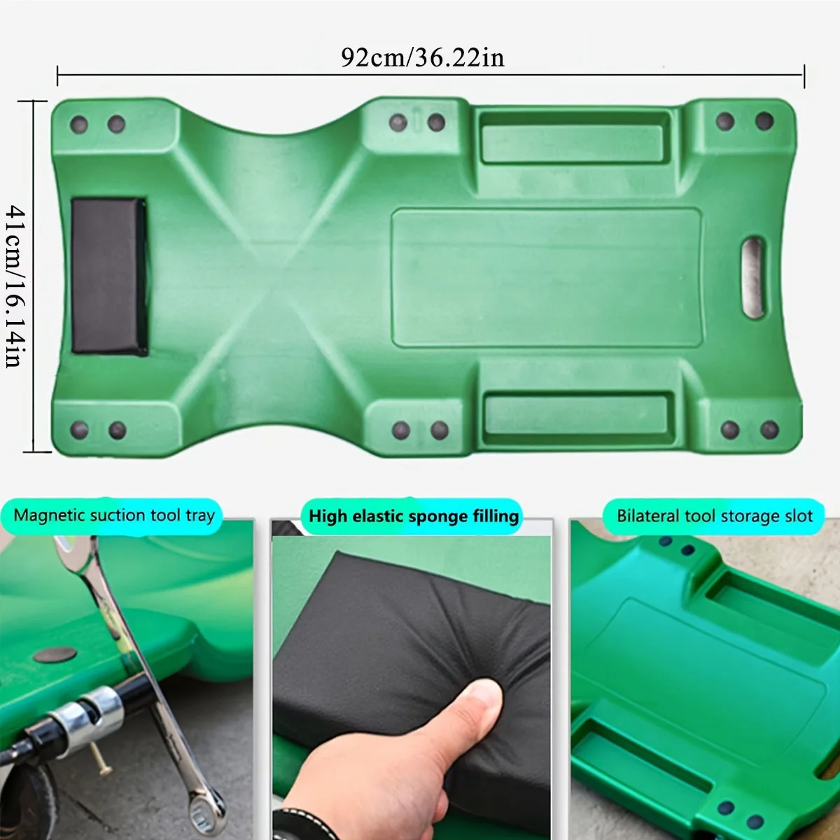 

Blow Molded Ergonomic Body Car maintenance Lying Board 36 Inch Duty Concave Shape Low Profile Automotive Creeper,