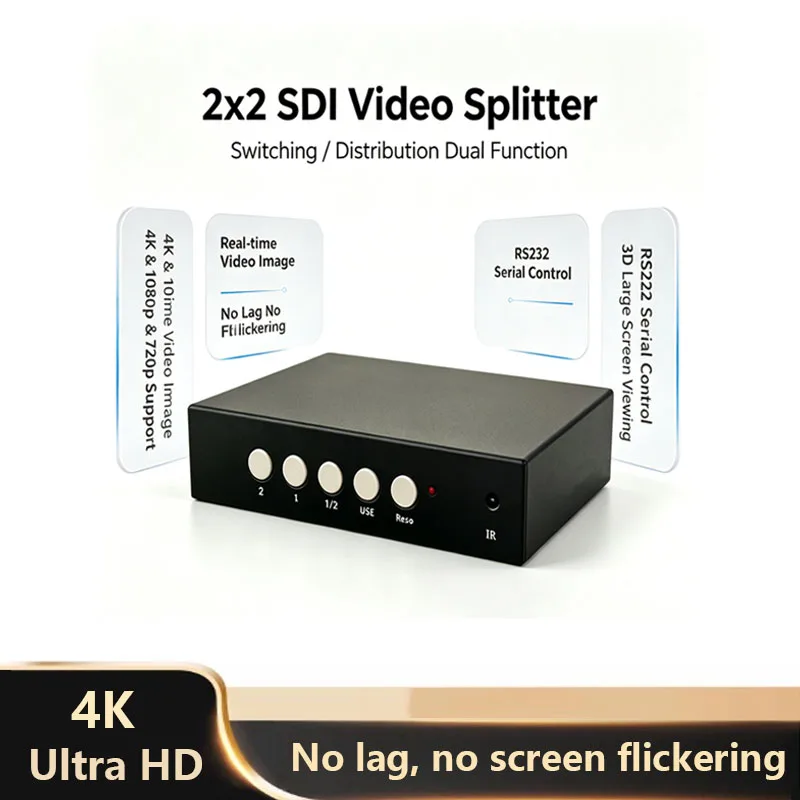 SDI Video Splitter distributor Screen splitting 2 in 2 Out Multimedia multiviewer Converter Industrial Video Signal Distributor