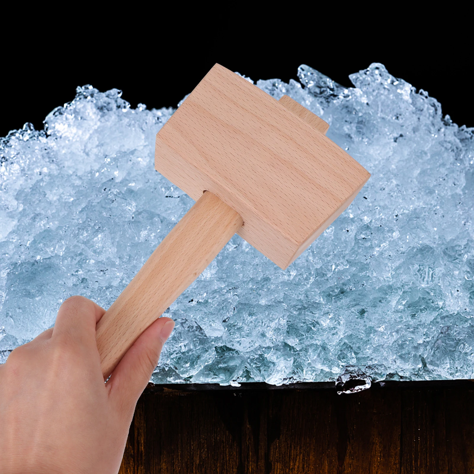 

1Pcs Wooden Ice Hammer Practical Mallet Bar Supply for Cocktail Ice Crushing Tool Wood Supplies