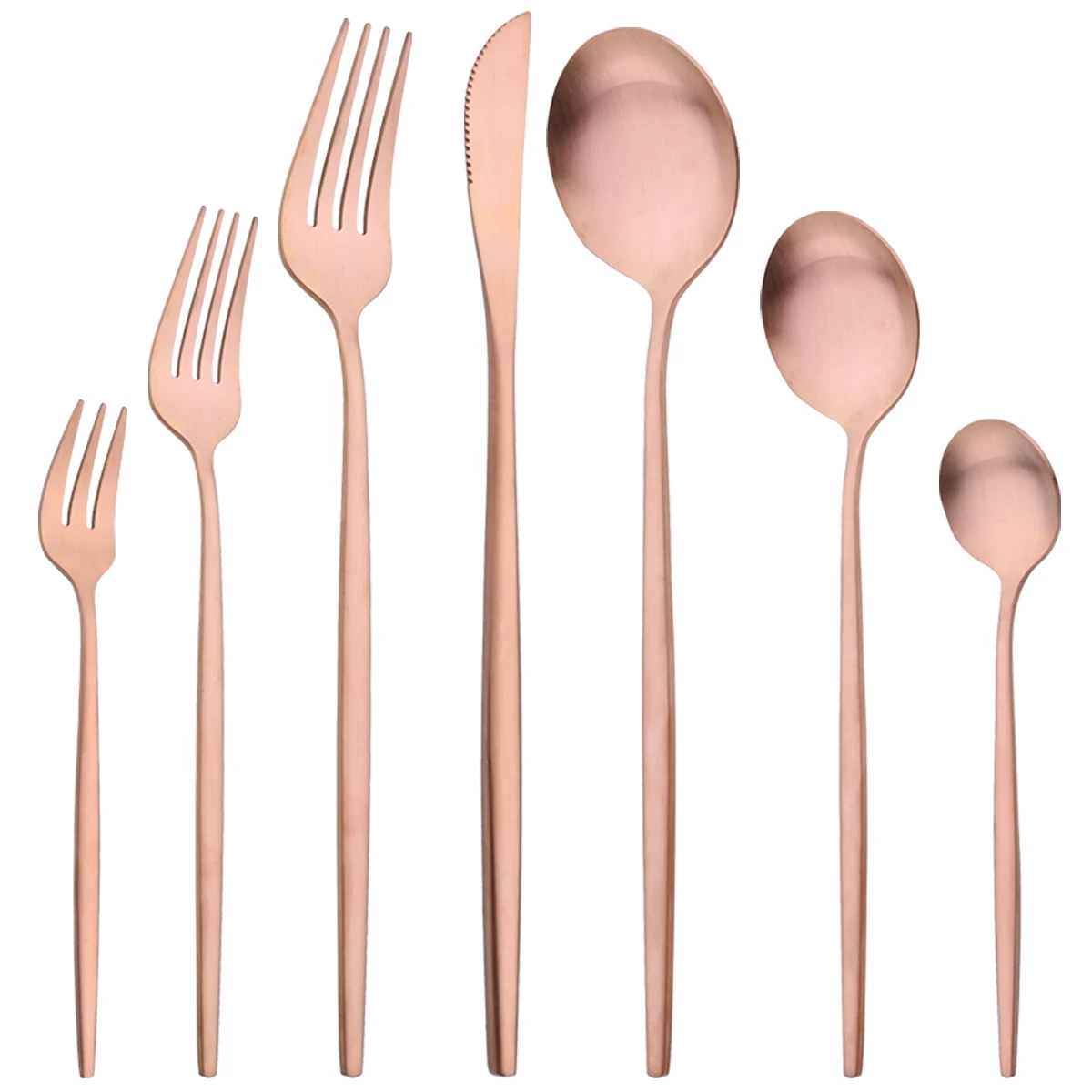 7Pcs Rose Cutlery Set Knife Fork Teaspoon Dinnerware Set Dessert Cake Fork Tableware Stainless Steel Flatware Kitchen Silverware