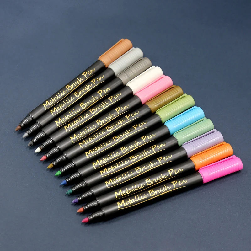 10Colors Metallic Marker Pen Liquid Paint Pen DIY Epoxy Resin Paint Soft Head Brush Craftwork Note Pen 1Pcs