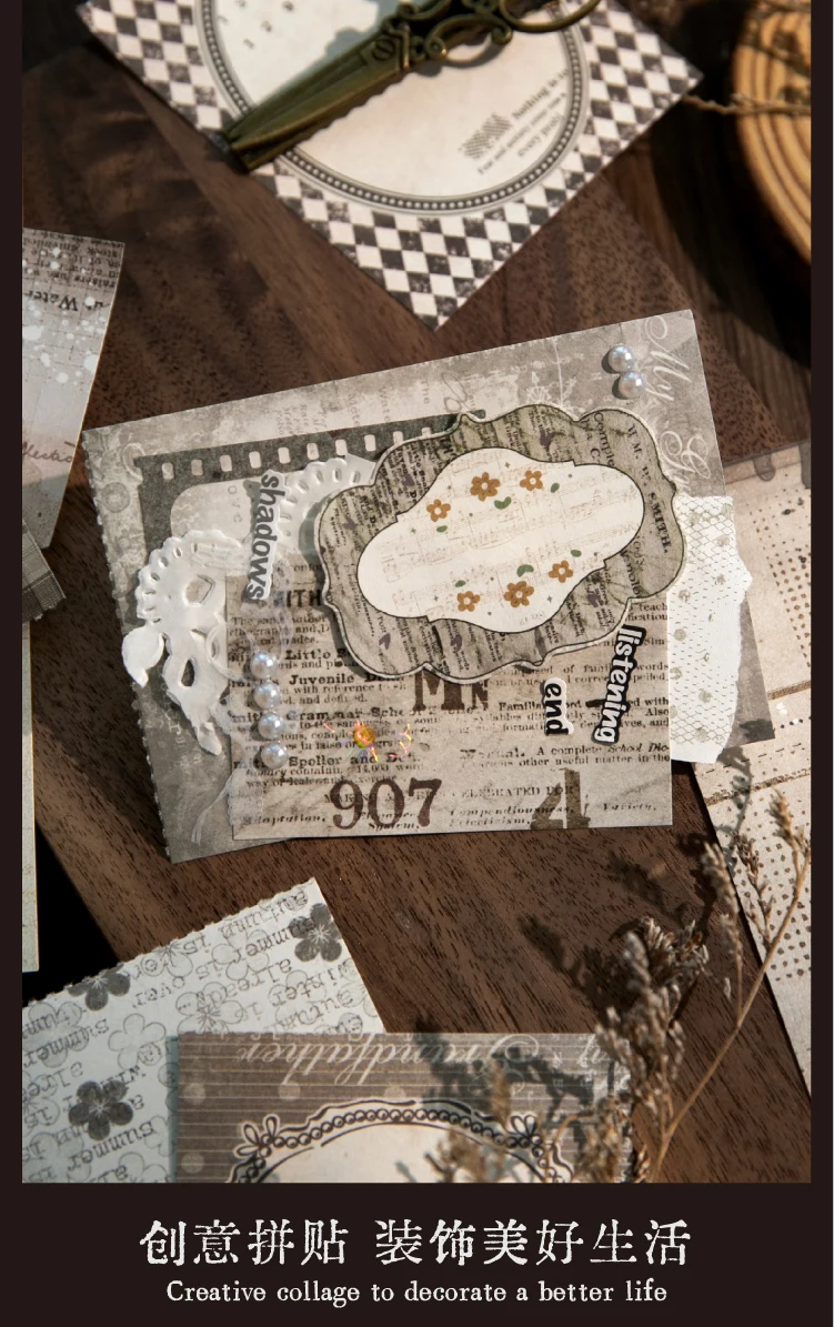 Journal GO 40 Stück Retro Abreißblock Vintage Rahmen Scrapbooking Dekorationsmaterial Collage Junk Journal DIY Materialpapier – Detail 6