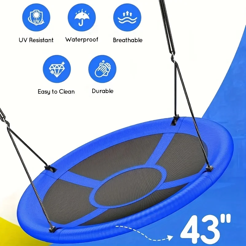 Colorful Round Saucer Tree Swing for Kids - Durable Outdoor Hanging Seat for Backyard, Park, and Indoor Play